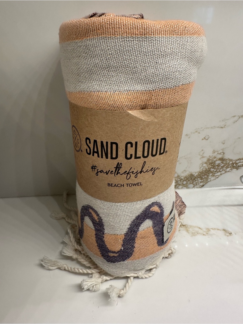 SandCloud Peach & White Striped Beach Towel